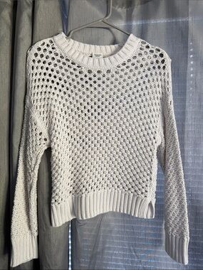 Abercrombie & Fitch Open-Knit Crewneck Sweater - Cream